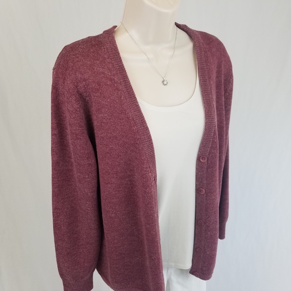 Woolrich cardigan button front wool pink purple L - Picture 3 of 7